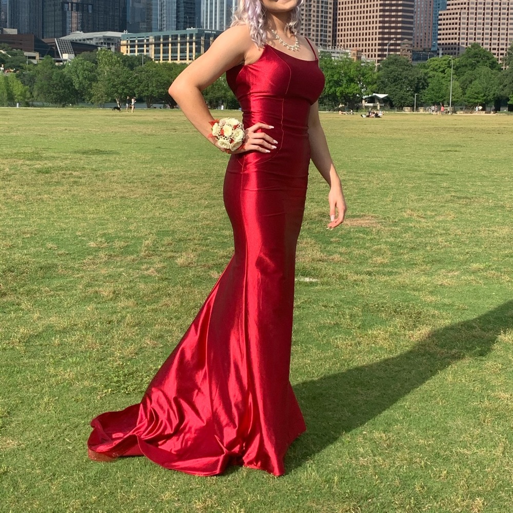 Silky Red Maxi Dress (or prom dress)